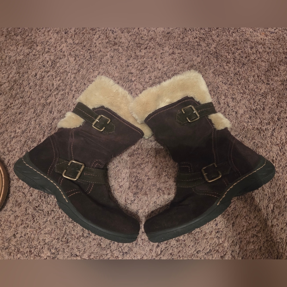 Earth Spirit Dark Brown Winter Boots with Fur Trim